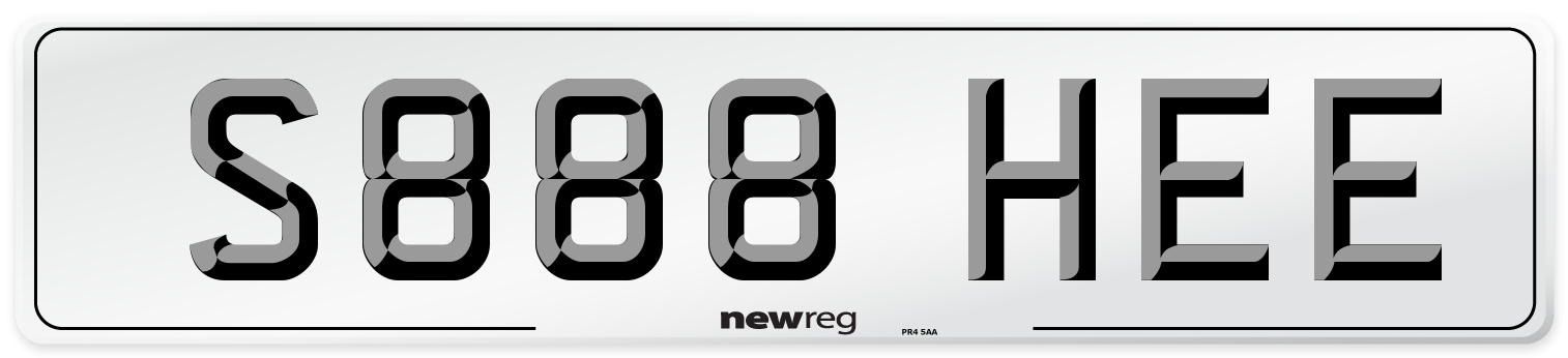 S888 HEE Number Plate from New Reg